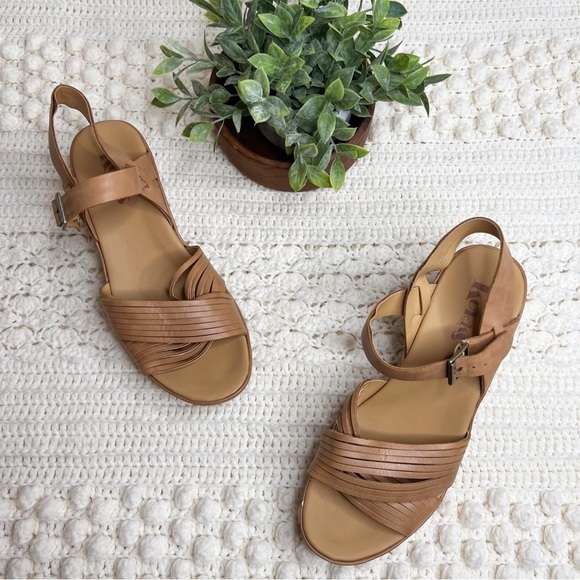 KORKS BY KORK EASE Women’s 10 Martinique Platform Wedge Sandal Leather Tan Boho - Picture 12 of 13